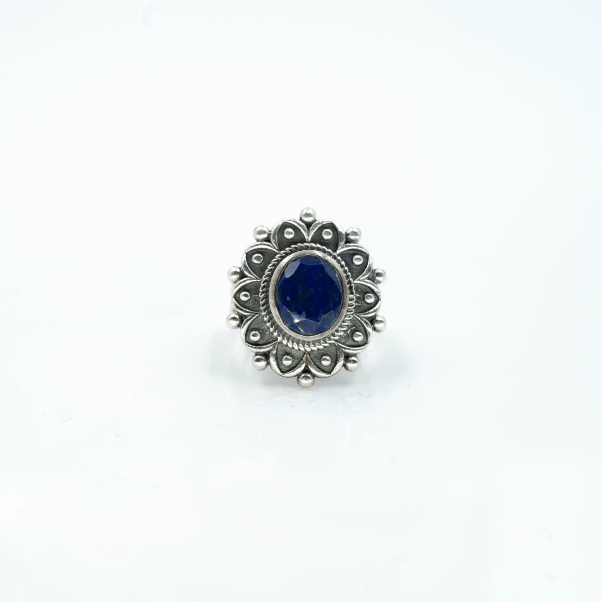 Inel psp floare lapis-lazuli Argint