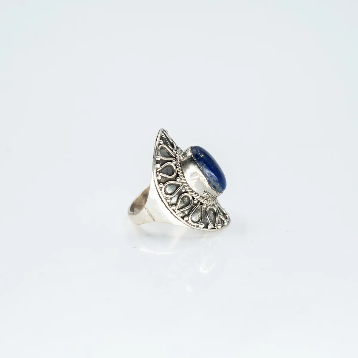 Inel oval picaturi lapis-lazuli Argint