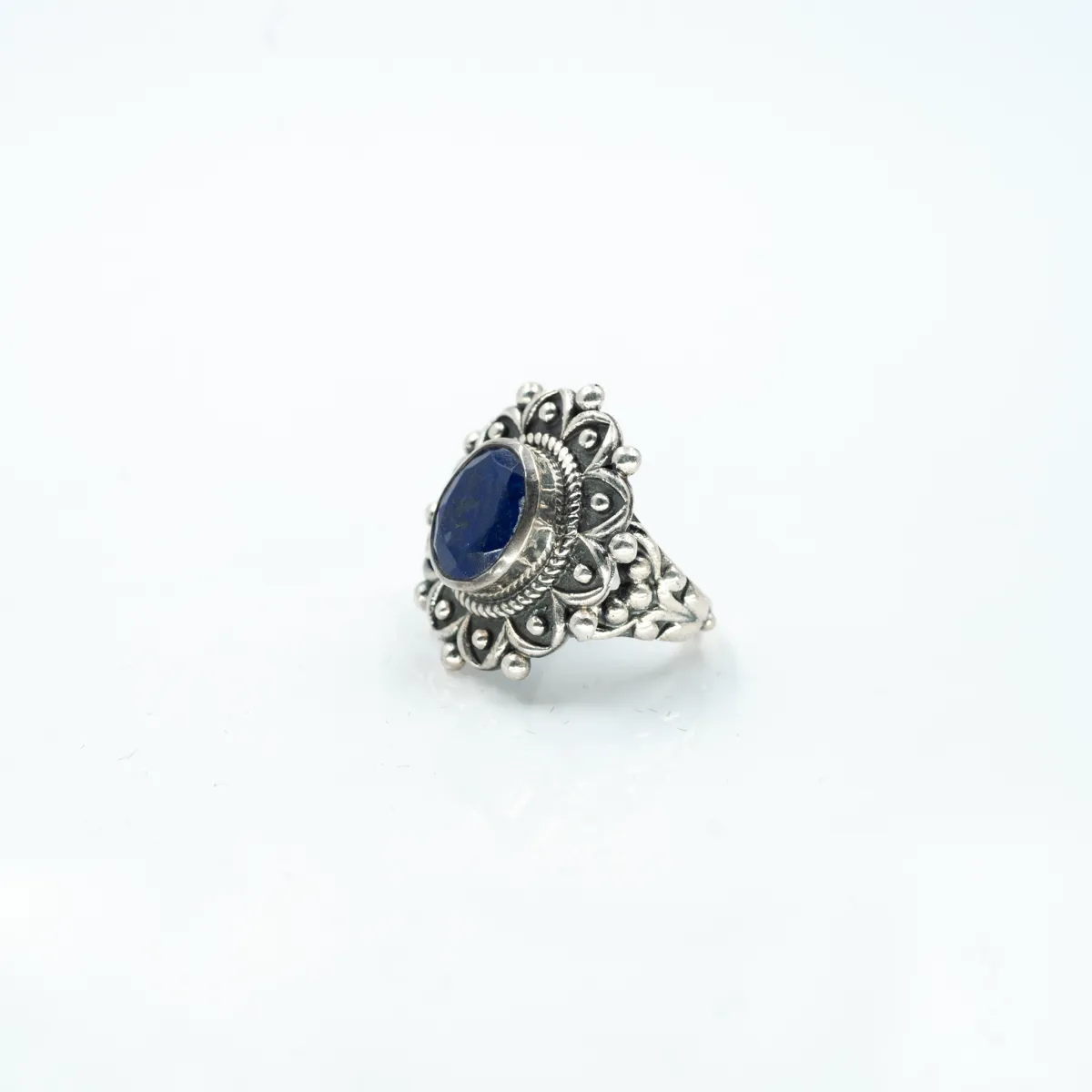 Inel psp floare lapis-lazuli Argint