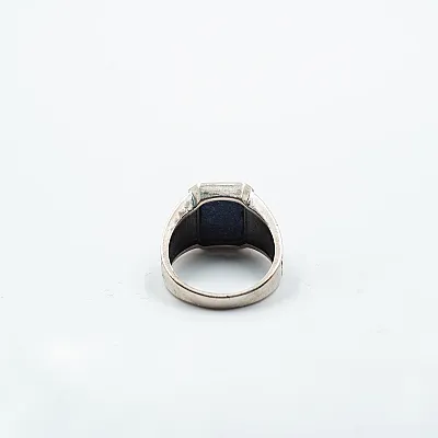 Inel dreptunghiular model lapis-lazuli Argint - 4