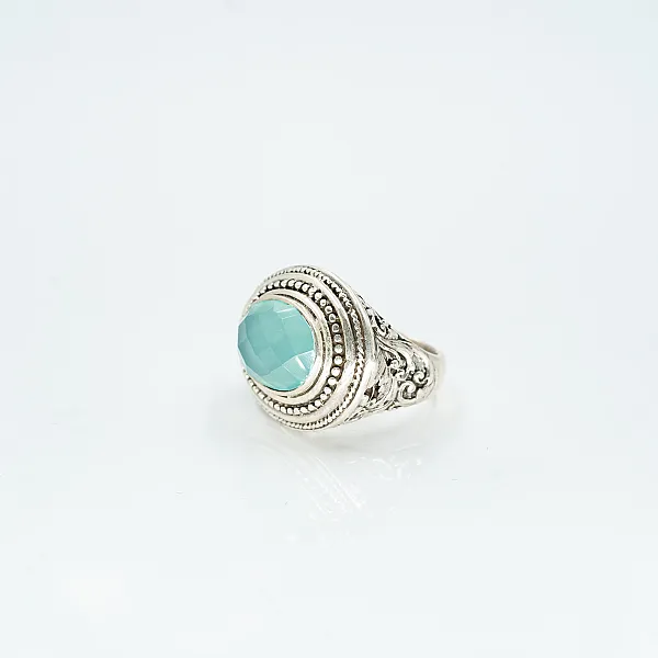Inel oval broderie calcedoie Argint