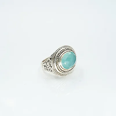 Inel oval broderie calcedoie Argint - 4