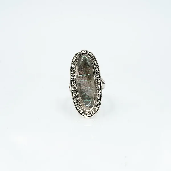 Inel lung picaturi labradorit cabochon Argint