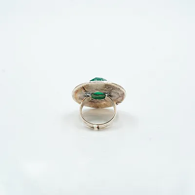 Inel rotund bucle agat-verde Argint - 4