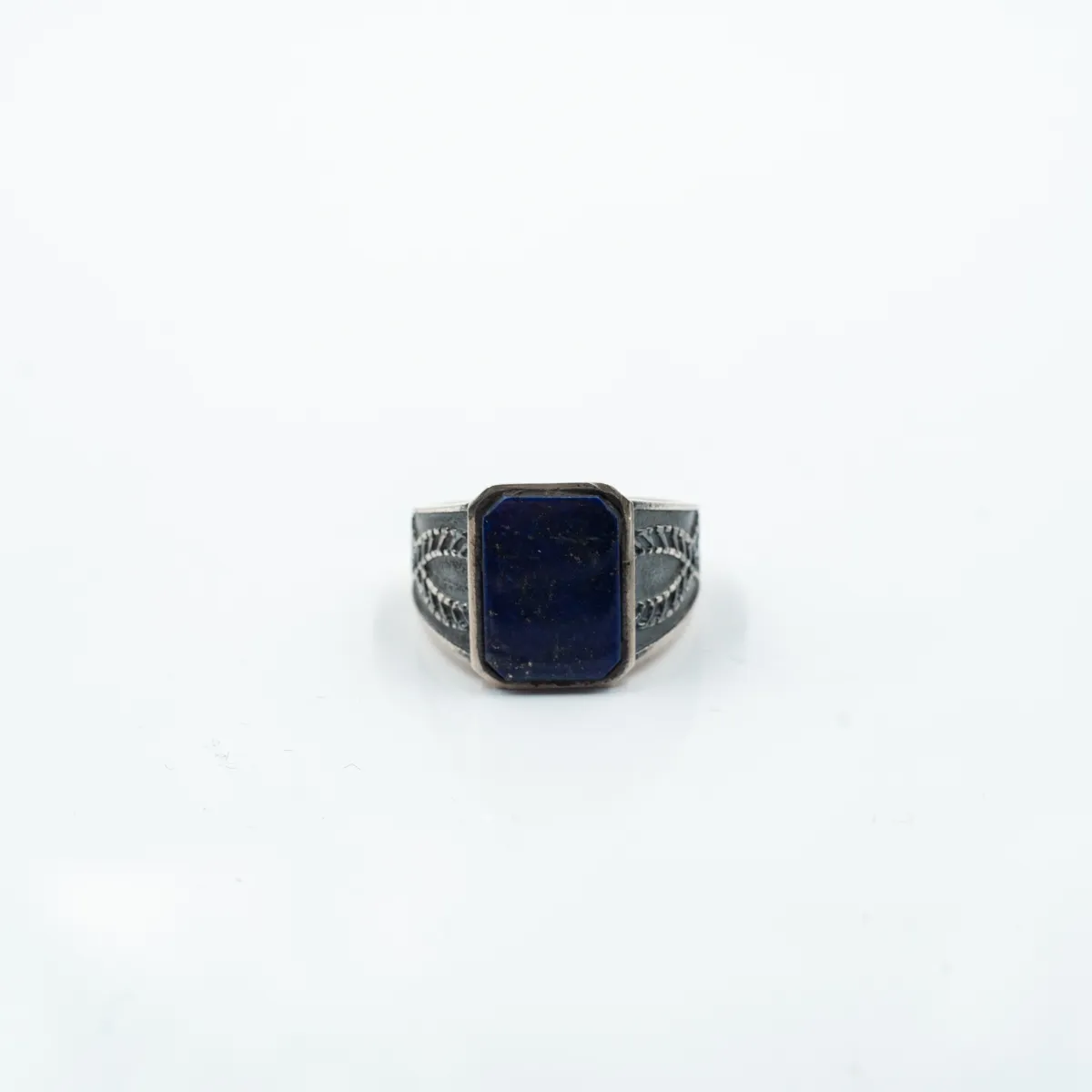 Inel dreptunghiular model lapis-lazuli Argint