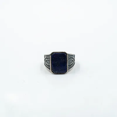 Inel dreptunghiular model lapis-lazuli Argint - 1