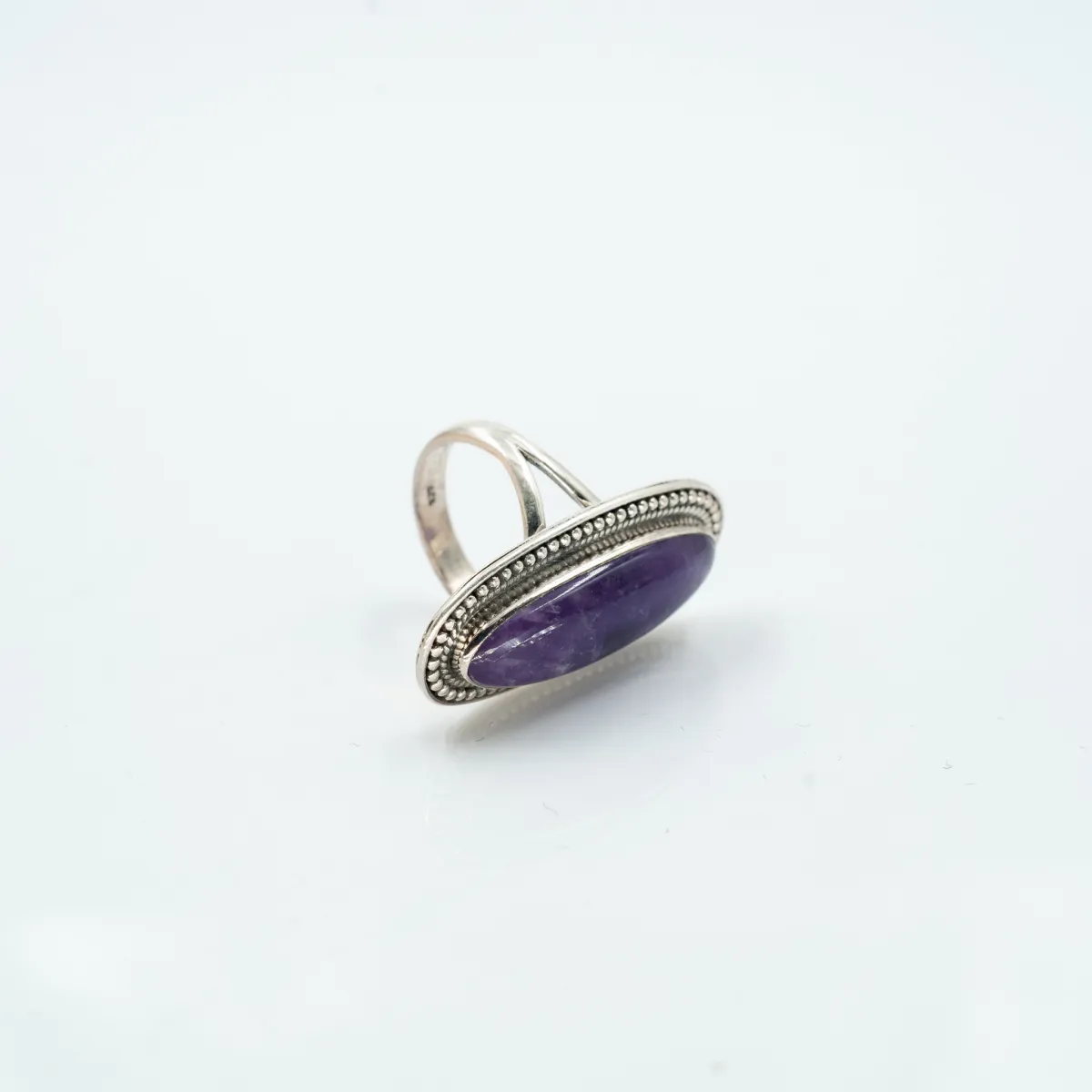 Inel lung picaturi ametist cabochon Argint
