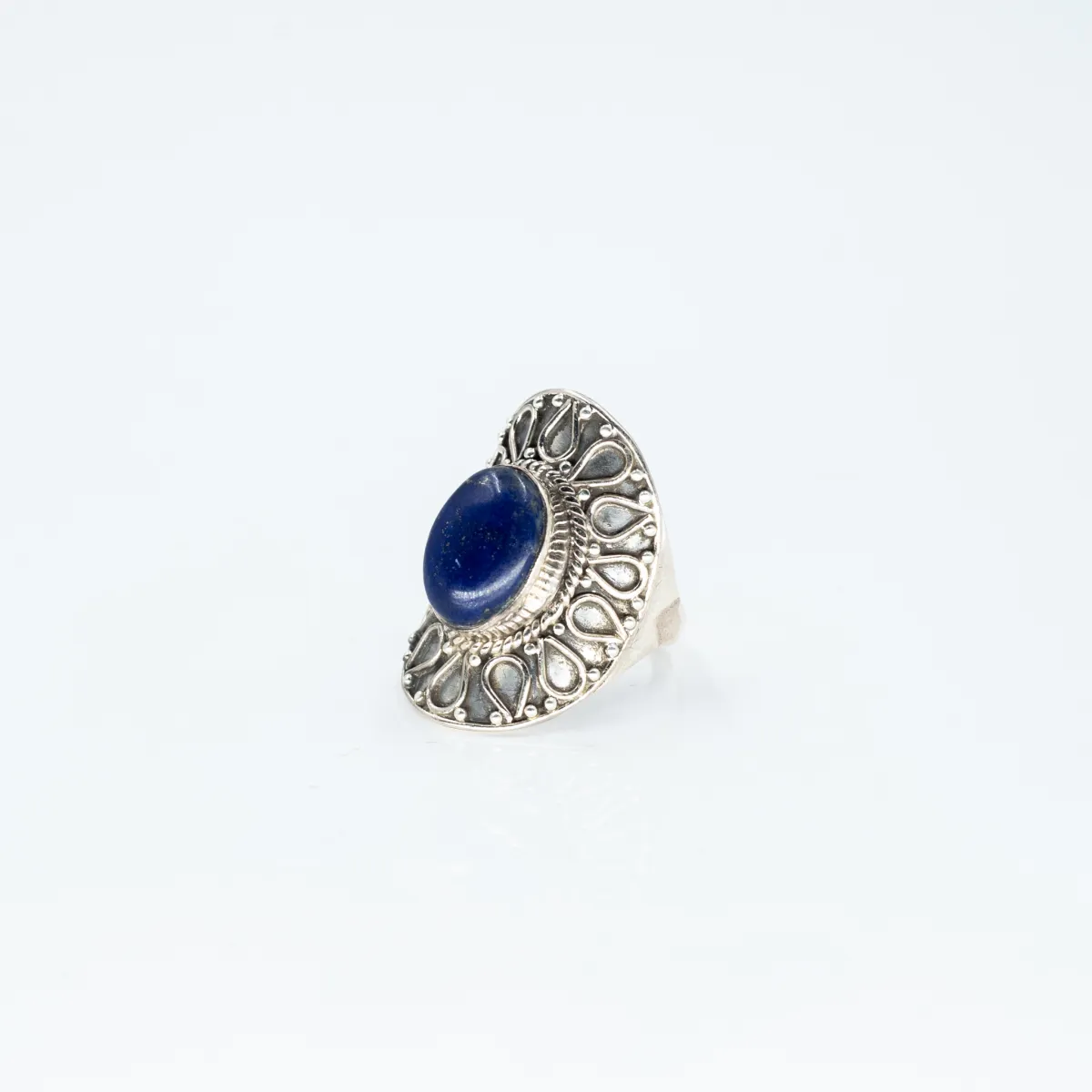 Inel oval picaturi lapis-lazuli Argint