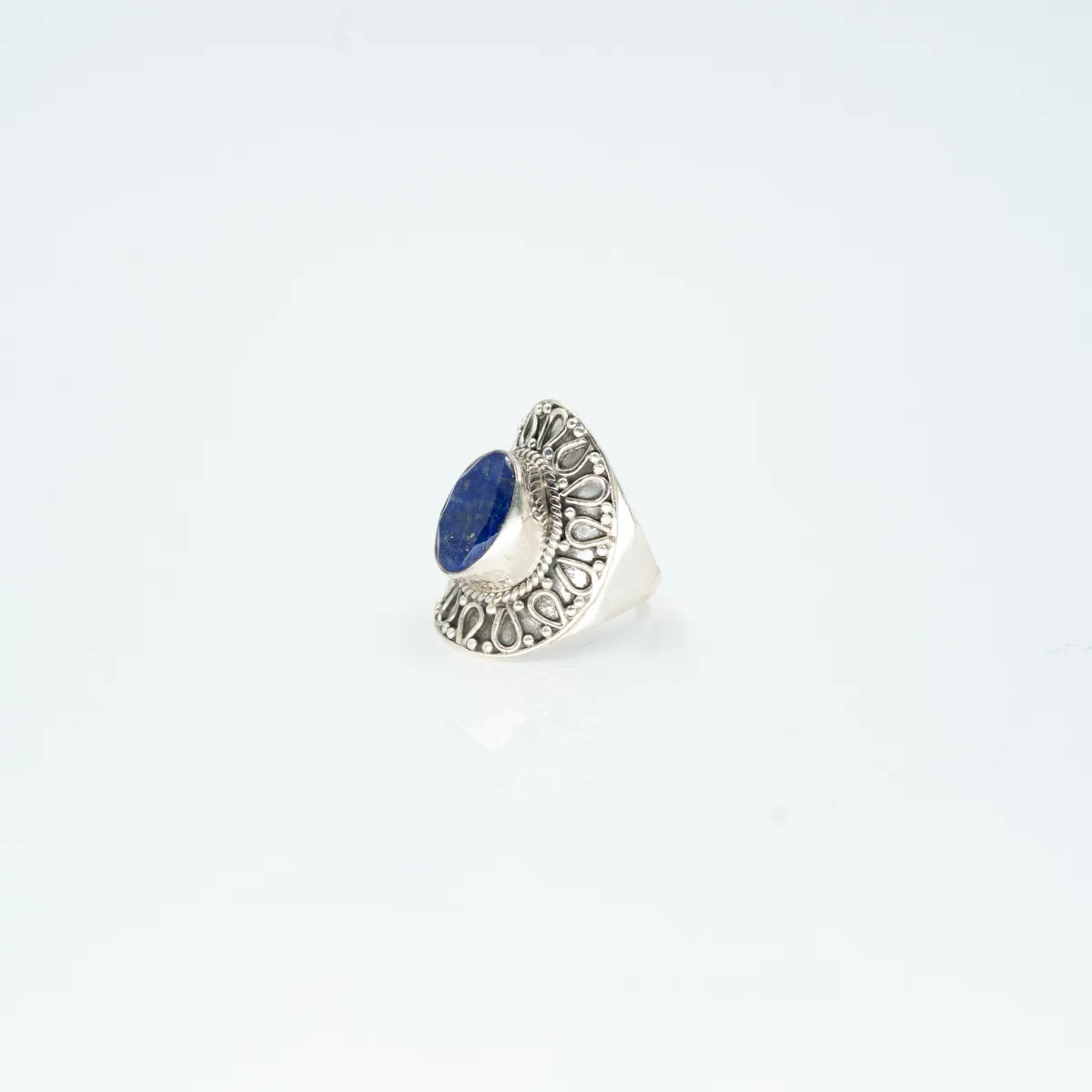 Inel oval picaturi lapis fatetat Argint