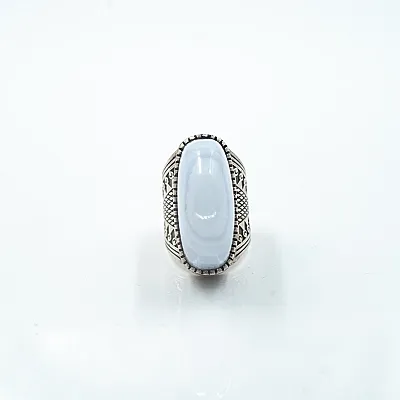 Inel oval tuguiat agat bleu Argint - 5
