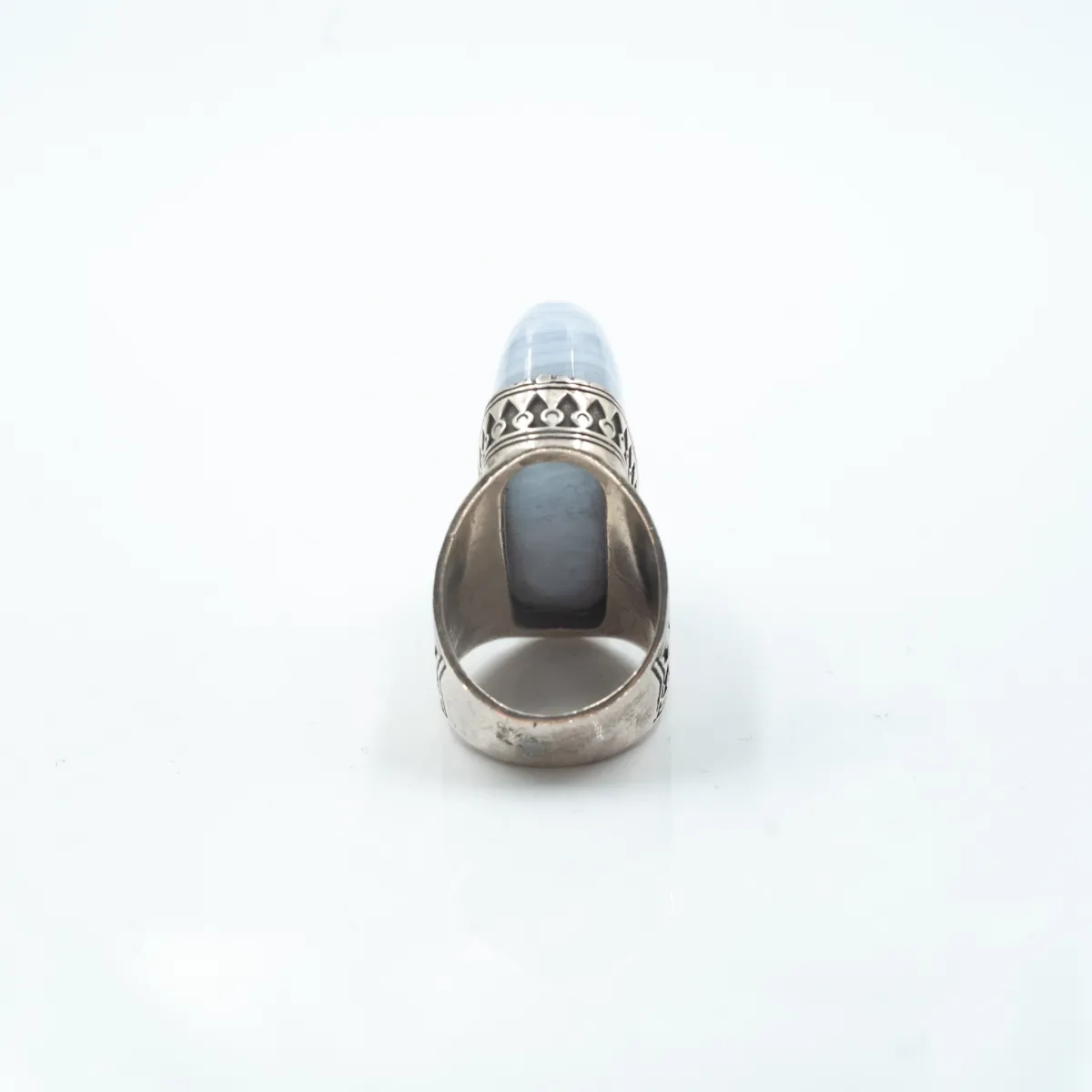 Inel oval tuguiat agat bleu Argint