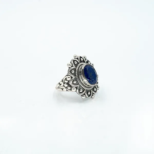 Inel psp floare lapis-lazuli Argint
