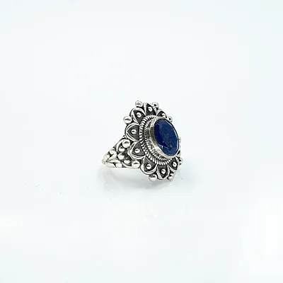 Inel psp floare lapis-lazuli Argint - 1