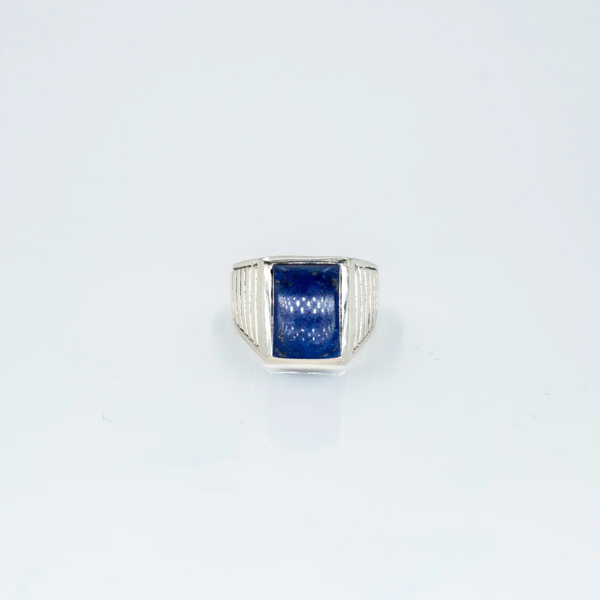 Inel dreptunghiular dungat lapis-lazuli Argint