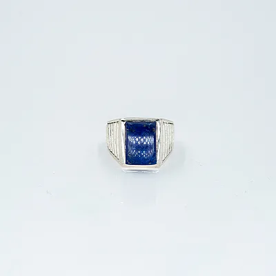 Inel dreptunghiular dungat lapis-lazuli Argint - 6