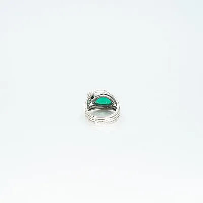 Inel oval ascutit sarma agat-verde Argint - 4