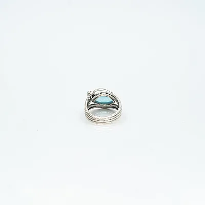 Inel oval ascutit sarma calcedonie-bleu Argint - 4
