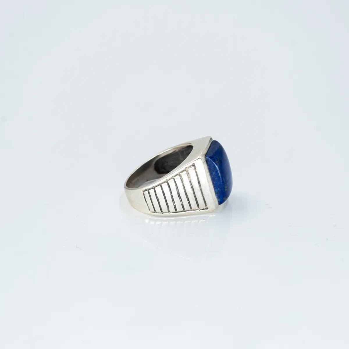 Inel dreptunghiular dungat lapis-lazuli Argint