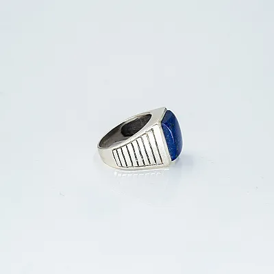 Inel dreptunghiular dungat lapis-lazuli Argint - 5