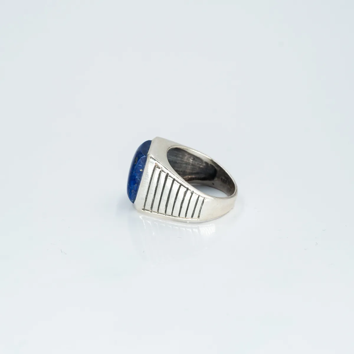 Inel dreptunghiular dungat lapis-lazuli Argint