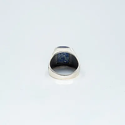 Inel dreptunghiular dungat lapis-lazuli Argint - 4
