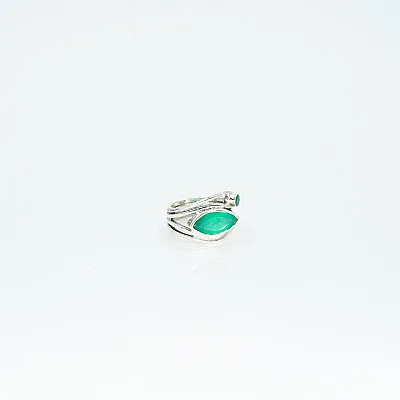 Inel oval ascutit sarma agat-verde Argint - 5