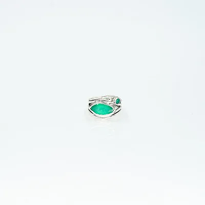 Inel oval ascutit sarma agat-verde Argint - 1