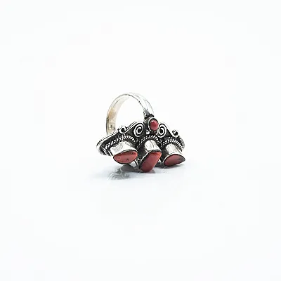 Inel lung ascutit spirale corale Argint - 5