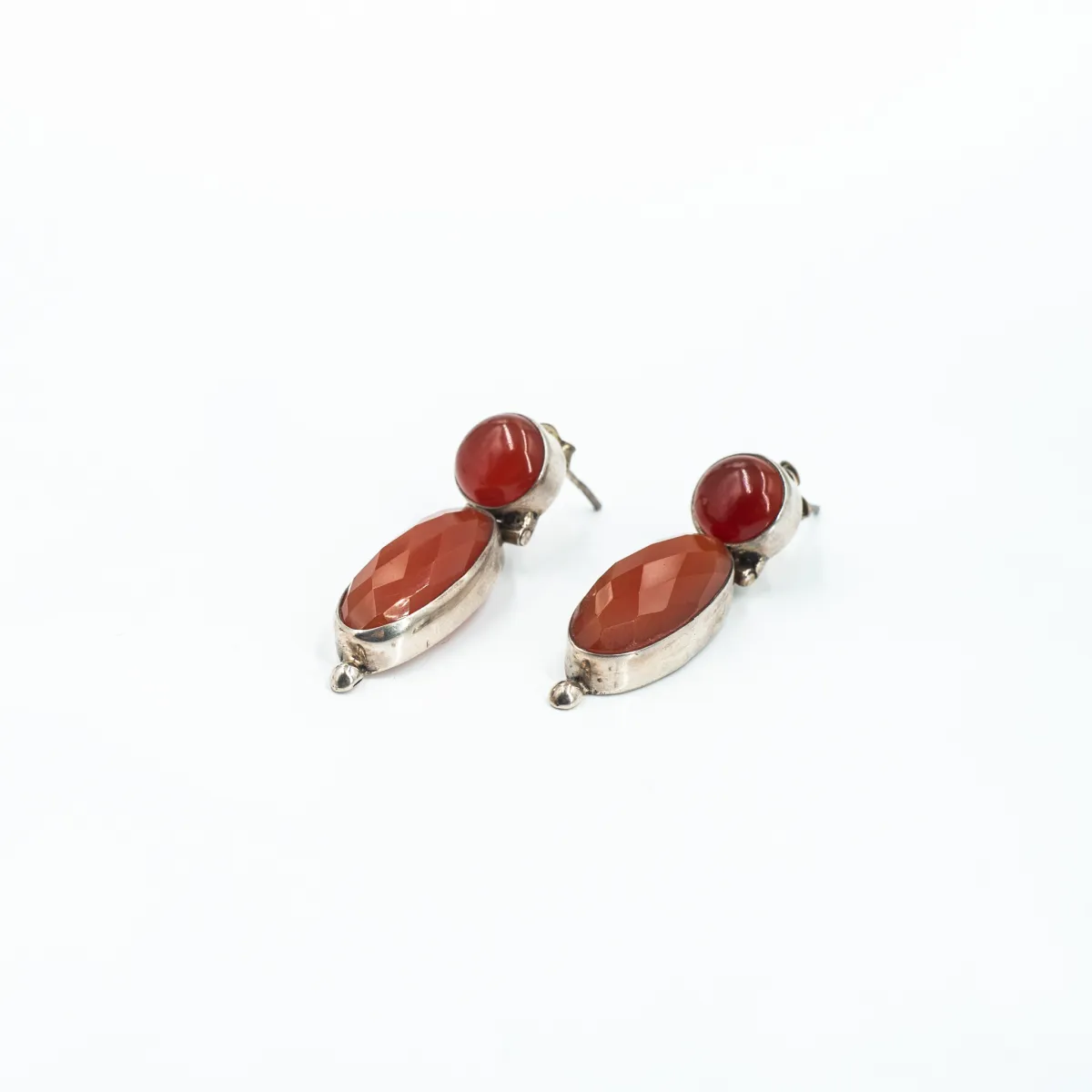 Cercei oval ascutit pietre naturale Argint