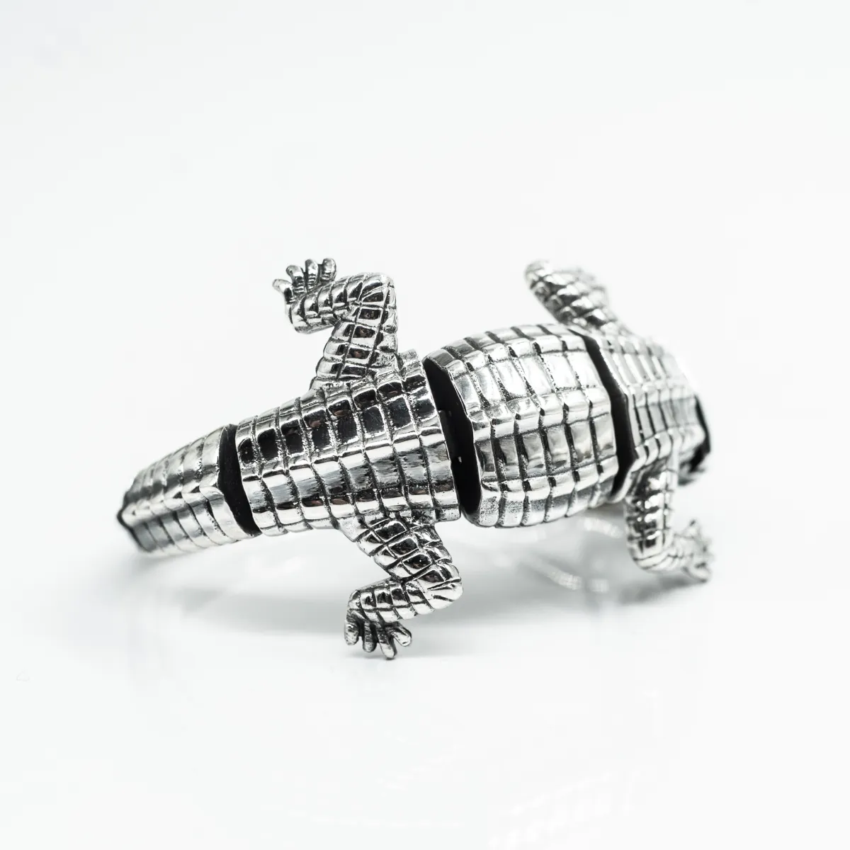 Bratara fixa corp de crocodil Argint