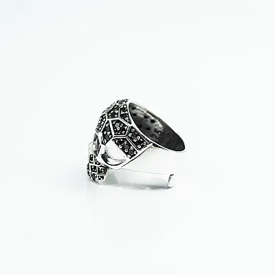 Inel craniu fagure cubic zirconia Argint - 3