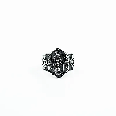 Inel lat zeu Horus scarabeu Argint - 1