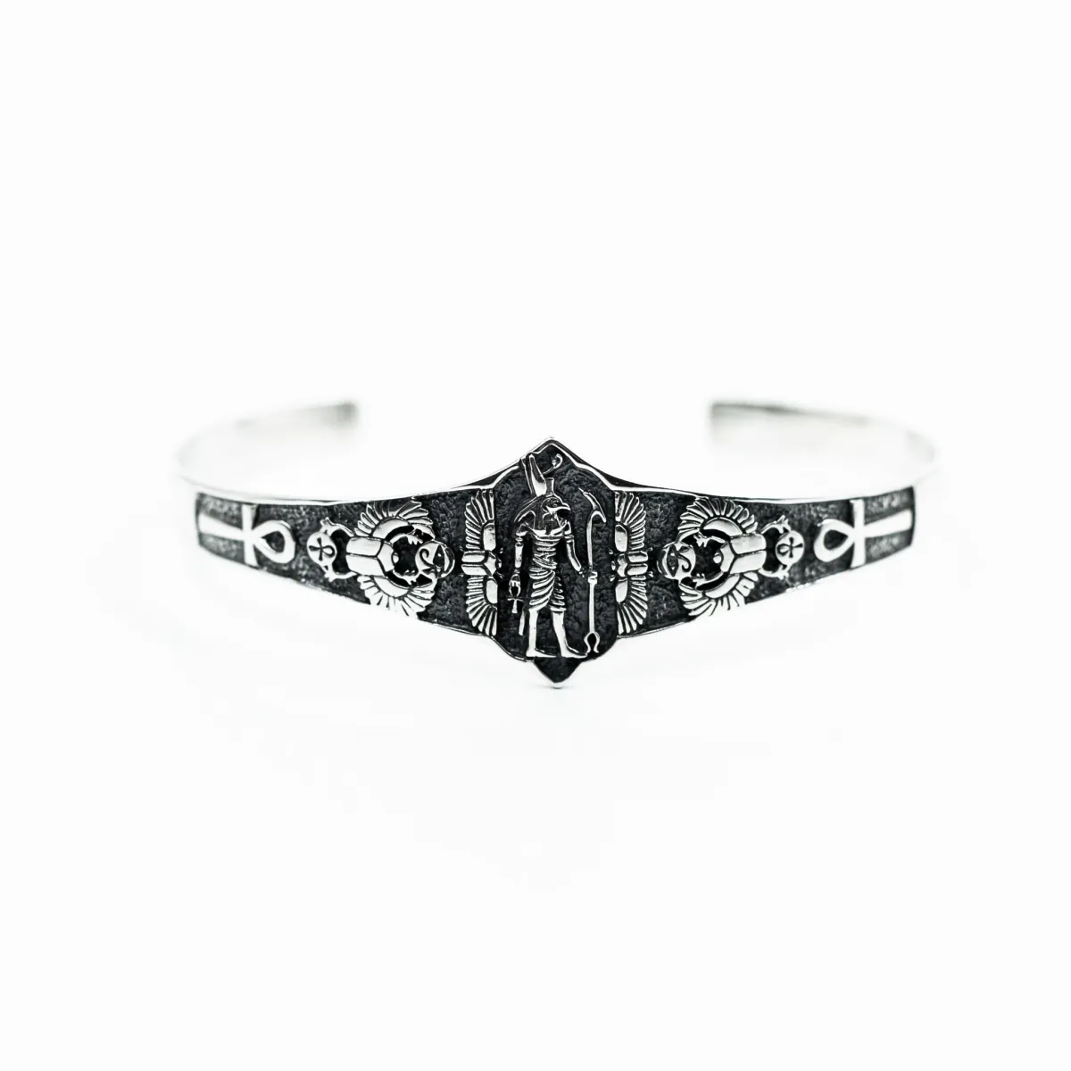 Bratara fixa zeu Horus scarabeu Argint