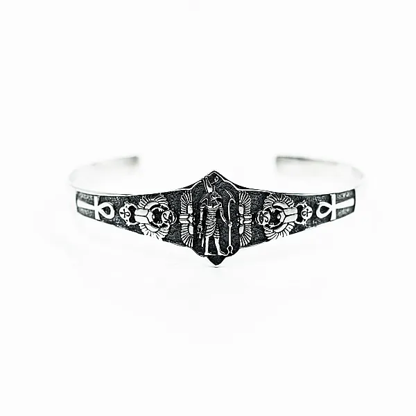 Bratara fixa zeu Horus scarabeu Argint