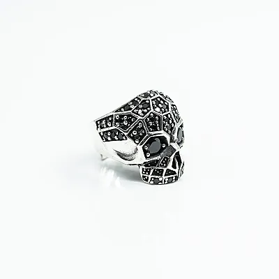 Inel craniu fagure cubic zirconia Argint - 5