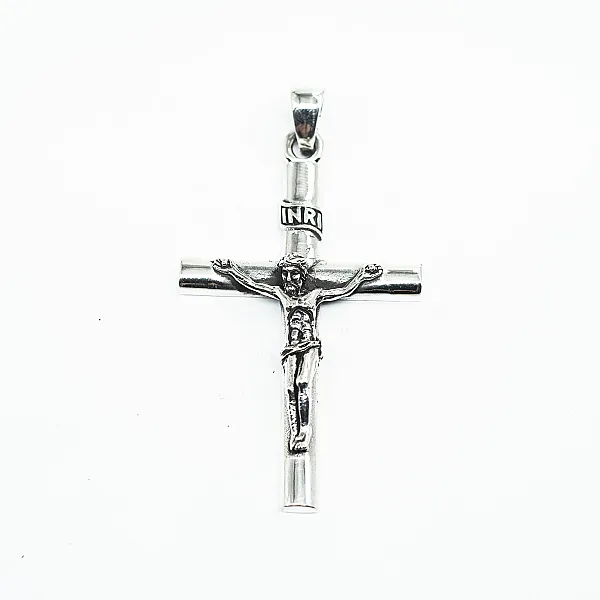 Pandantiv cruce simpla Isus rastignit Argint