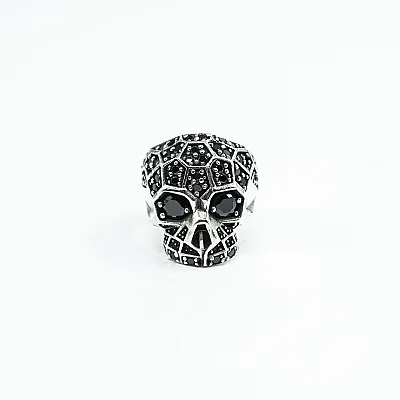 Inel craniu fagure cubic zirconia Argint - 1