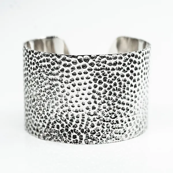 Bratara fixa hammered 40mm Argint