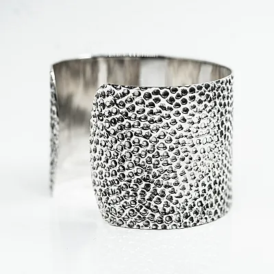 Bratara fixa hammered 40mm Argint - 5