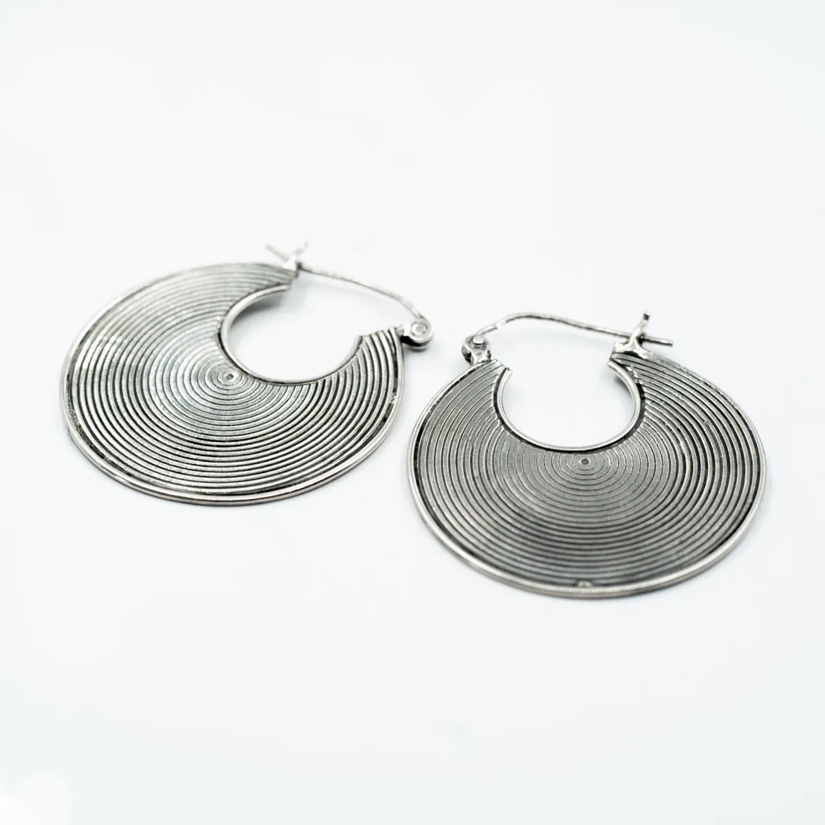 Cercei semicerc spirala 3.7cm Argint
