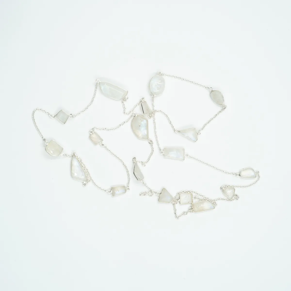 Lant multi pietre piatra-lunii 112cm Argint