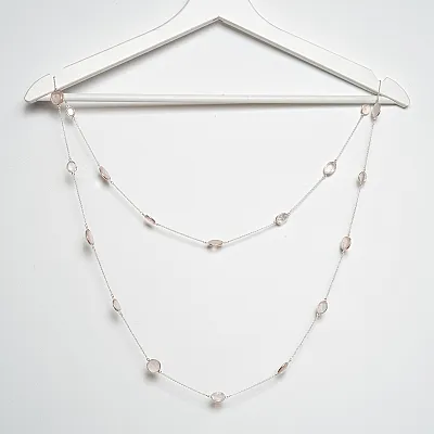 Lant multi pietre cuarz-roz 138cm Argint - 1
