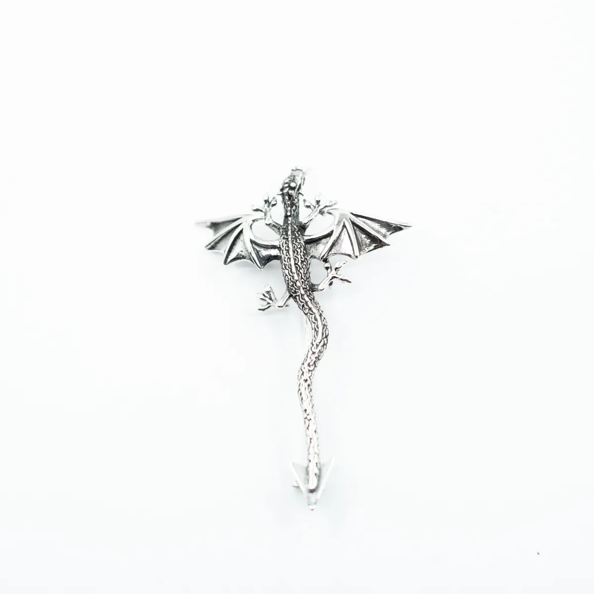 Brosa dragon lung 5.5cm Argint