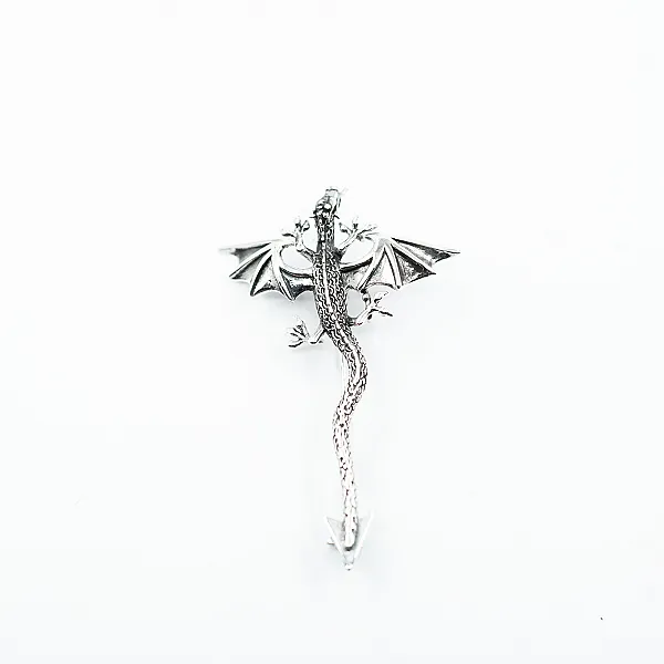 Brosa dragon lung 5.5cm Argint