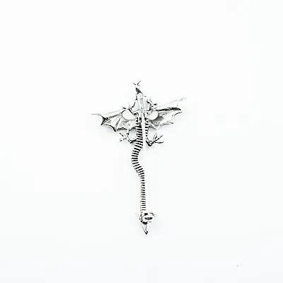 Brosa dragon lung 5.5cm Argint - 2
