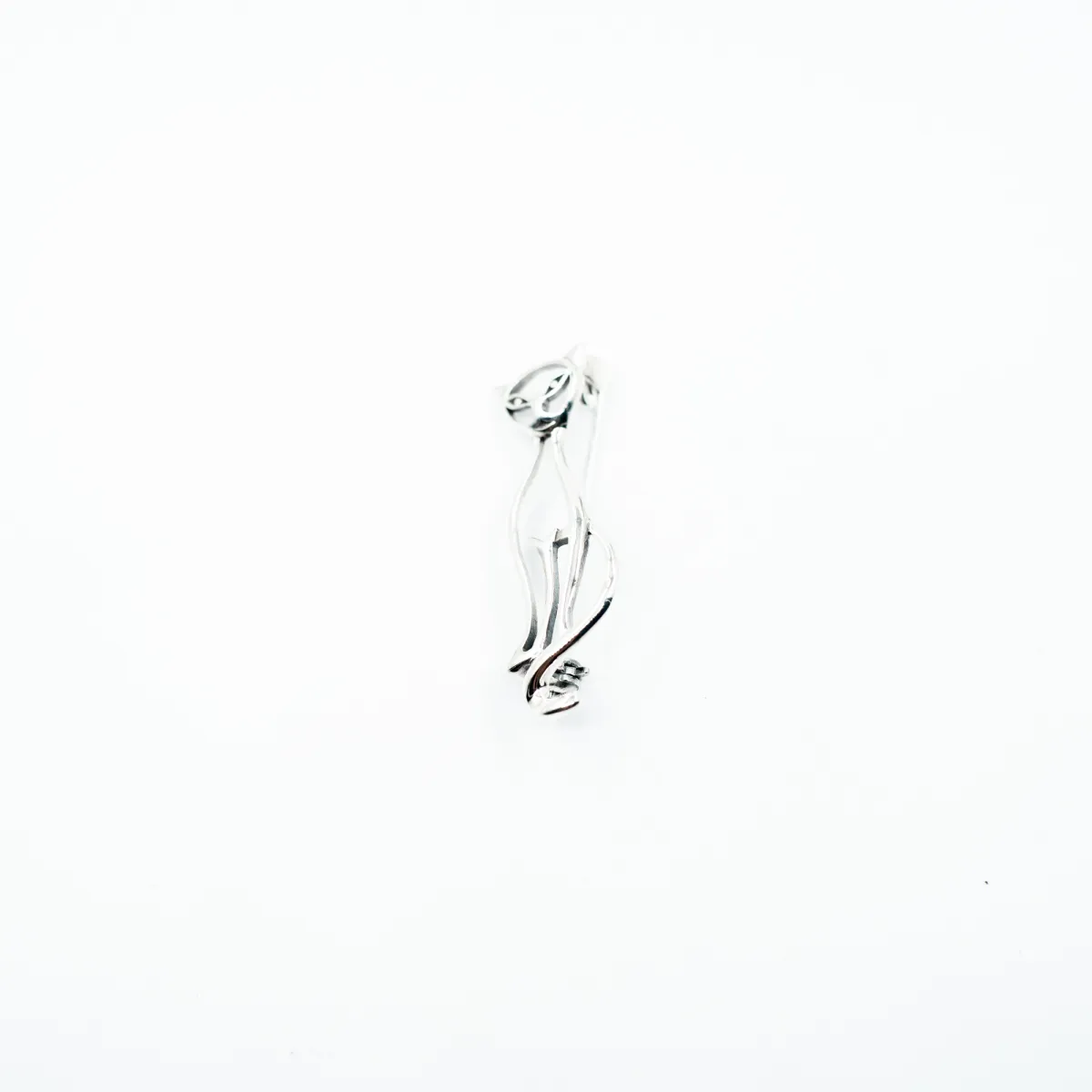 Brosa contur pisica 4cm Argint