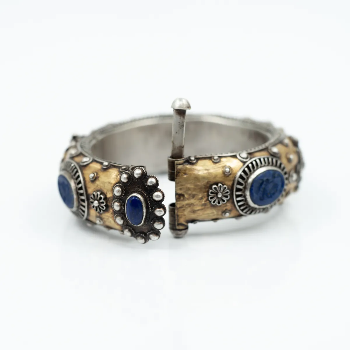 Bratara Afgana lapis-lazuli floare Argint