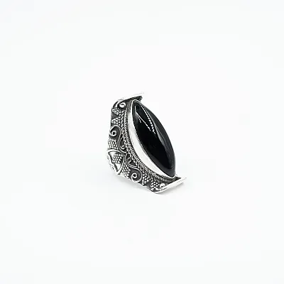 Inel India oval ascutit onix Argint - 6