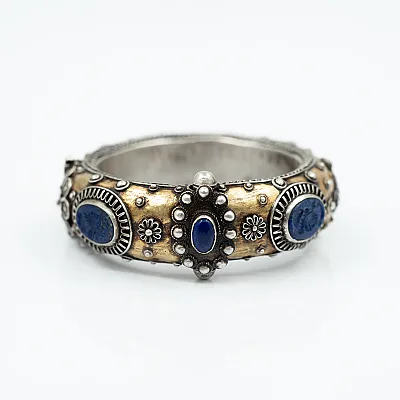 Bratara Afgana lapis-lazuli floare Argint - 1