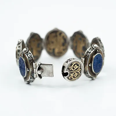 Bratara flexibila Afgana lapis-lazuli oval Argint - 2